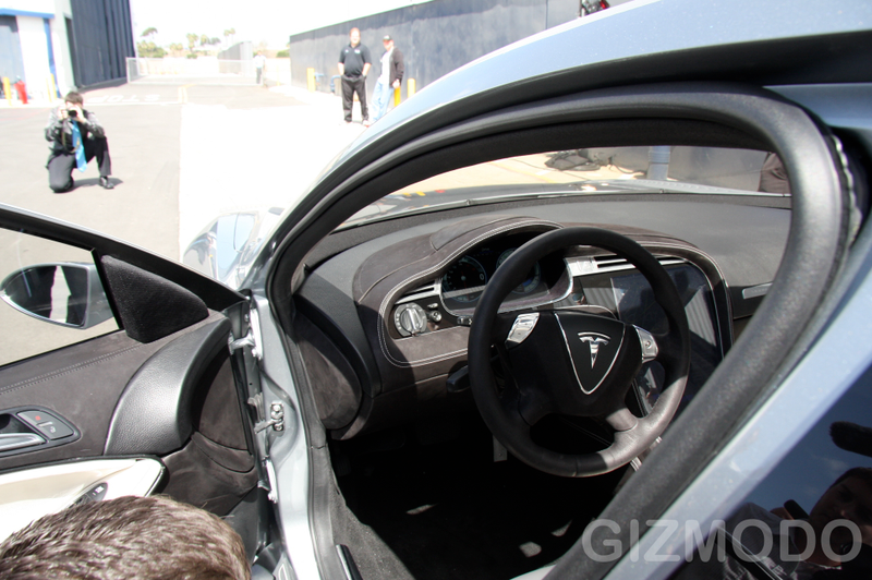 Illustration for article titled Tesla Model S Electric Sedan Prototype Has a Giant Touch Dashboard